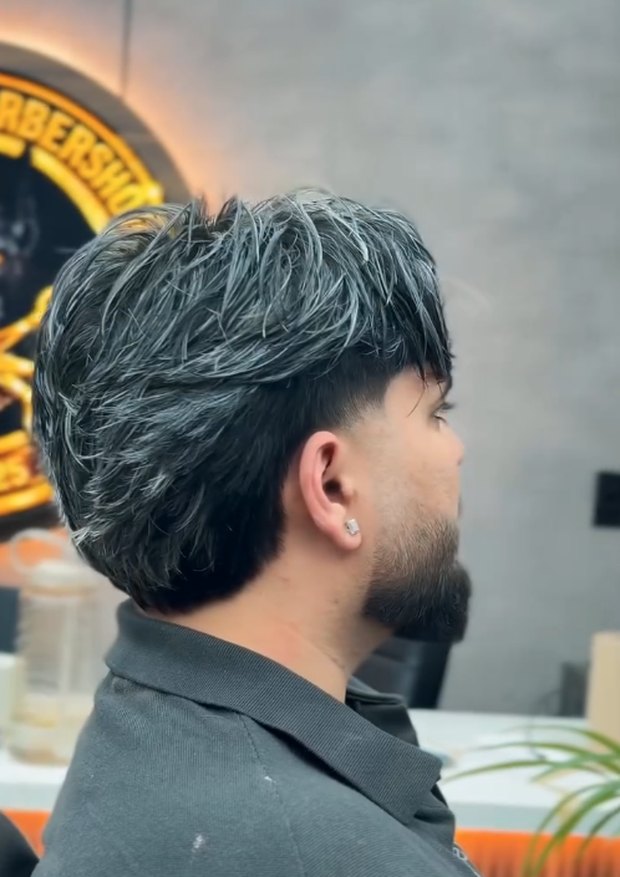 Textured quiff with a burst fade